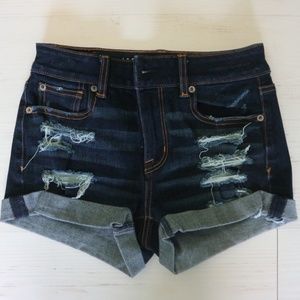 American Eagle 360 Super Stretch Denim Shorts | Size 0 | Dark Wash